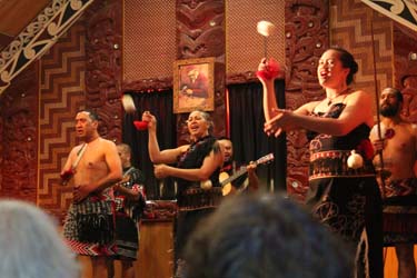 Maori powhiri (welcome) at Whakarewarewa, Rotorua, North Island New Zealand